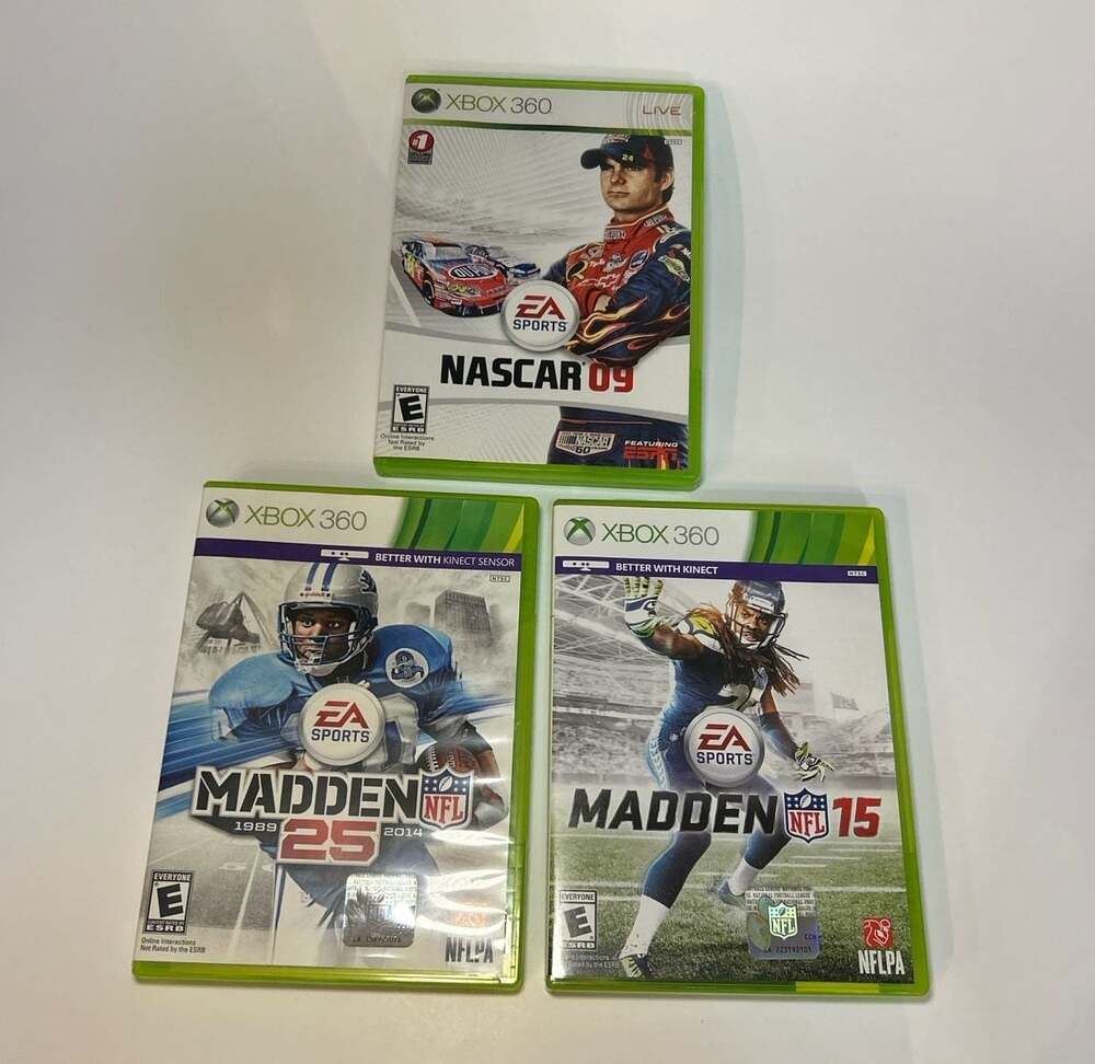 Xbox 360 EA Sports Game Bundle: Madden NFL 15, Madden NFL 25, NASCAR 09